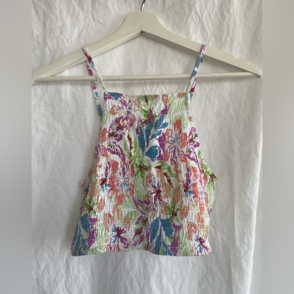 Roxy floral pualani sleeveless crop top smocked size Small - Picture 3 of 15